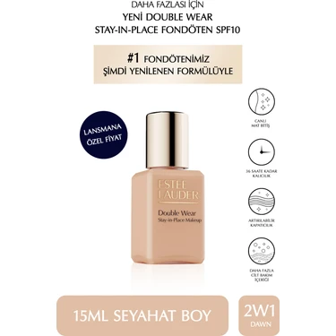 Estee Lauder Seyahat Boy Fondöten - Double Wear Stay-In-Place Fondöten SPF10 (2W1 Dawn)