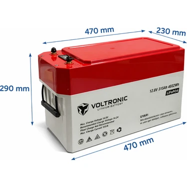 Megacell / VOLTRONİC 12.8 V 315 Ah Lityum Demir Fosfat AKÜ(LIFEP04-PRİZMATİK