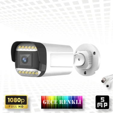 qromax Gece Renkli Gösteren FullHD 5Mp Lensli 12 Ultra Warm Ledli Güvenlik Kamerası