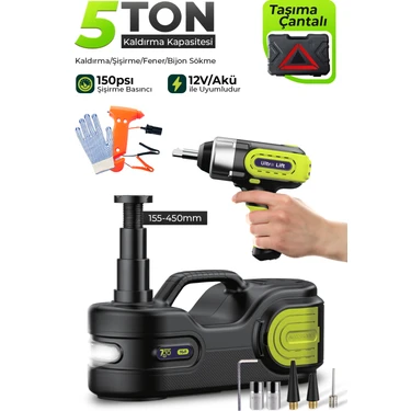 7go 5 Ton 4in1 Profesyonel Elektrikli Hidrolik Kriko Seti - 12V Ultra Lift Kaldırma + Dijital