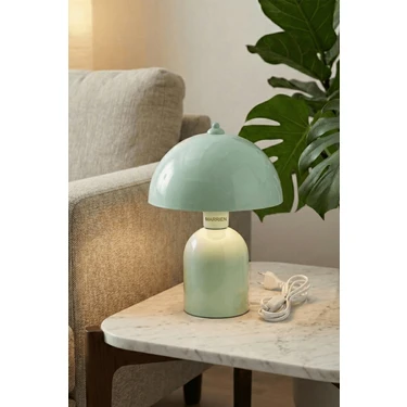 Marrien Luna Abajur  Mint Yeşili Metal Gövdeli - 25 cm - Oturma Odası & Yatak Odası & Salon