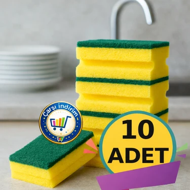 10 Adet Klasik Bulaşık Süngeri Ekonomik Oluklu Brite Sünger