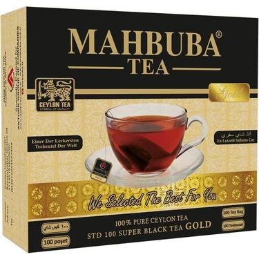 Mahbuba STD 100 İthal Seylan Sri Lanka Ceylon Kaçak Sallama Süzen Bardak Poşet Siyah Yaprak Çayı