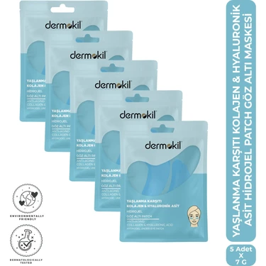 Dermokil Yaşlanma Karşıtı Kolajen & Hyaluronik Asit Hidrojel Patch Göz Altı Maskesi x 5