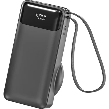 S-Link G360 10000Mah Pd35W+Magsafe 15W Type-C Kablolu Siyah Lcd Taşınabilir