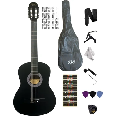 Müzikhane 4/4 Tamboy Siyah Klasik Gitar Seti 