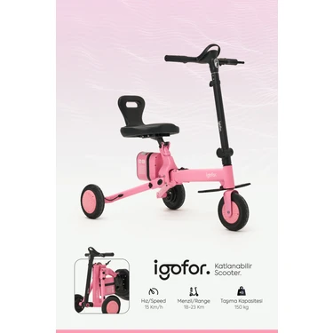 Igofor 3 Tekerlekli Katlanabilir Elektrikli Oturulabilir Scooter – Hafif, Taşınabilir, Uzun