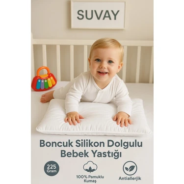 Suvay Antialerjik Bebek Yastığı Boncuk Silikon Yastık 35X45 cm 225 Gram Pamuklu