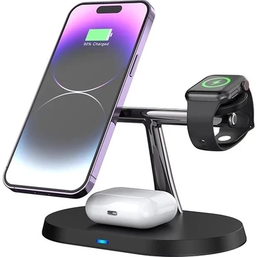 Azurtech AW011 3in1 Total 25 Watt Wireless Magsafe Şarj Standı Akıllı Saat Telefon Kulaklık