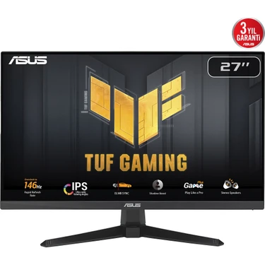 Kaia Life Asus Tuf Gamıng VG279QE5A 27" 1ms, 146Hz, Full Hd, Dp, Hdmı, Hoparlör, Fast IPS Led,