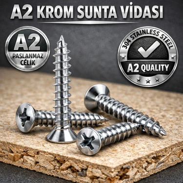 İTHAL 4X60 Krom A2 Paslanmaz Sunta Vidası 50