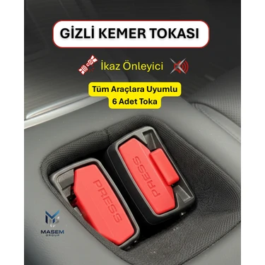 Masem Group Tüm Araçlara Uygun Koltuk Kemer Tokası Aparatı- 6 Adet Ikaz