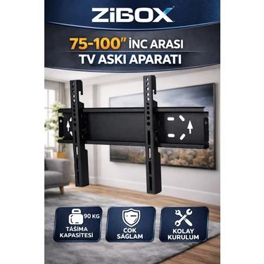 Zibox 75-100 Inç Tv Duvar Askı Aparatı Tüm Tv'ler ile