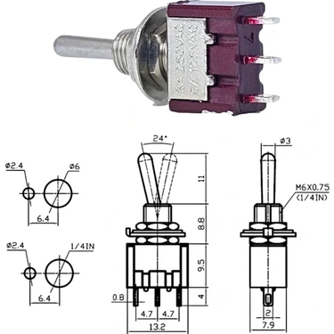 t*o様 Switch Swion IC-142 Toggle Switch Yaylı On-Off-Mom (Kaliteli) Ø6mm Fiyatı