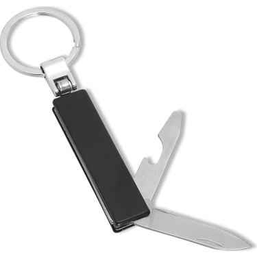 Sedef Silver Mini Fonksiyonel Anahtarlık Çakı - 3'ü 1 Arada Paslanmaz Çelik - Bıçak, Açacak,