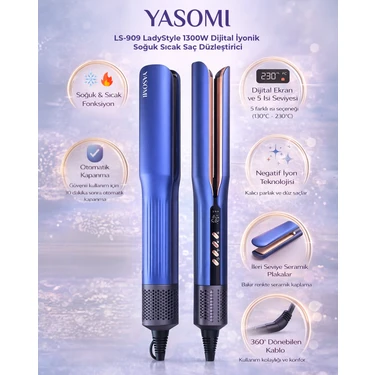 Yasomi Ls-909 Ladystyle 1300w Dijital Ekran İyonik Soğuk Sıcak Saç