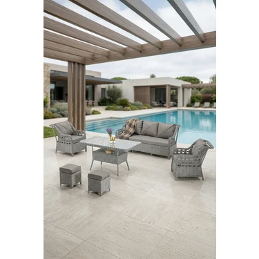 Btk Concept Datça Rattan Bahçe Mobilyası 3+1+1 Açık