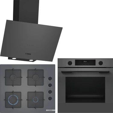 Bosch Gri 3 Lü Ankastre Set 481 ( HUA717BN0T - POP6C9P31O - DWK64PJ70T ) - Buhar