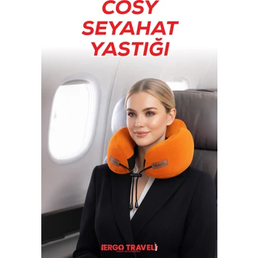 Cosy Ortopedik Seyahat Yastığı Visco Boyun Destekli Seyahat Yastığı - Turuncu | Ergo
