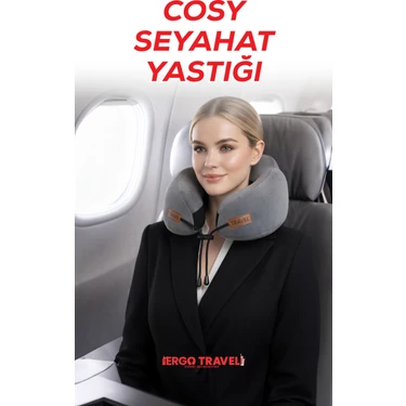 Cosy Ortopedik Seyahat Yastığı Visco Boyun Destekli Seyahat Yastığı - Gri | Ergo