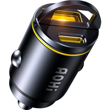 Aohi Superauto Araç Içi Şarjı, 2 Portlu Pd 45W Type-C ve Usb-A Girişli, 30W Hızlı Şarj Çakmaklık