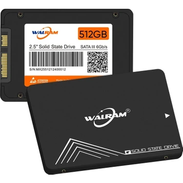 Walram 512GB Dahili SSD SATA 3 Bağlantı Tipi ile 550-530 MB/s Okuma 450-599 MB/s Yazma