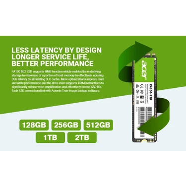 Acer FA100 512GB M.2 PCIe SSD 3300MB Okuma Hızı 2300MB Yazma Fiyatı
