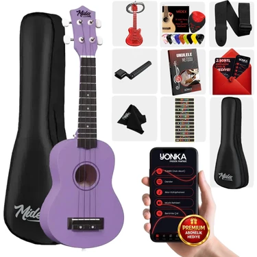 Midex UKX-901PRP Mor Soprano Ukulele (Askı Çanta Metod
