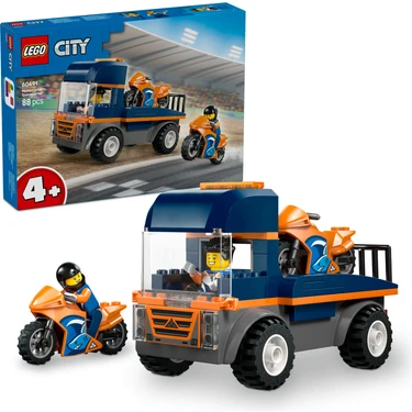 LEGO® City Motosiklet Taşıyıcı 60491 – 4 Yaş ve Üzeri Çocuklar için 2 Minifigür İçeren Yaratıcı