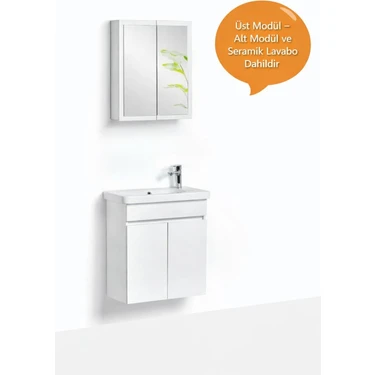 Saydam Banyo Marla 60X30 cm Alt Üst Banyo Dolabı