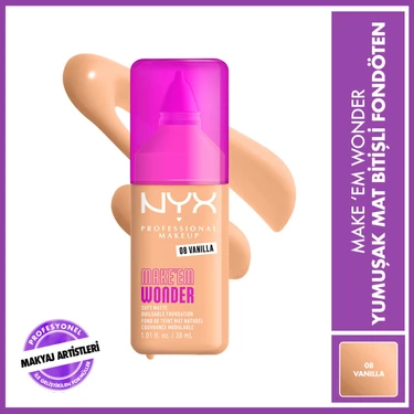 NYX Professional Makeup Make’ Em Wonder Yumuşak Mat Bitişli Fondöten 08 -