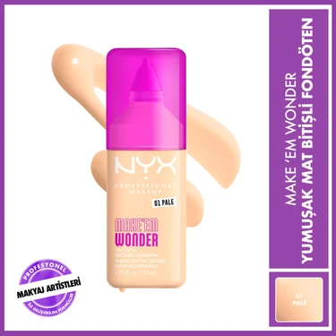 NYX Professional Makeup Make’ Em Wonder Yumuşak Mat Bitişli Fondöten 01 -