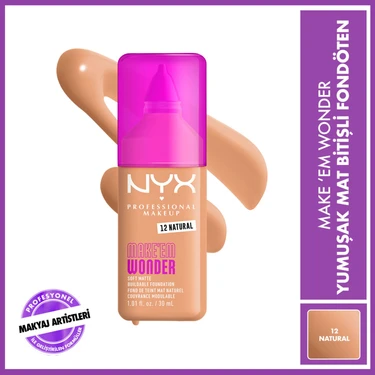 NYX Professional Makeup Make’ Em Wonder Yumuşak Mat Bitişli Fondöten 12 -