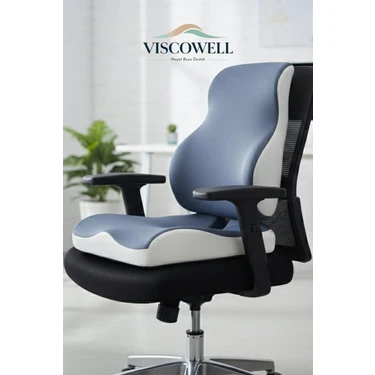 Viscowell Visco Ortopedik Ergonomik Ofis Koltuk Koksiks Oturma Minderi Sırt Bel Destek Minderi