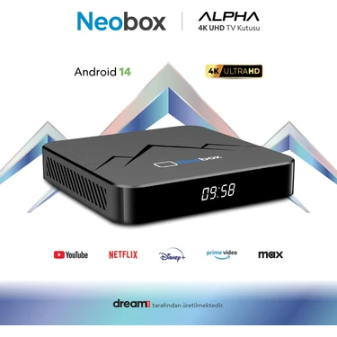 Dreamstar Neobox Alpha 4K UHD Tv Box| 2 GB Ram| 16 GB Hafıza | Android 14 | Dört Çekirdekli