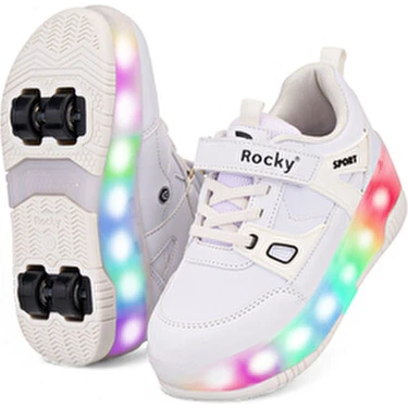 Rocky Sport Patenli Cırtlı Işıklı Spor Ayakkabısı 4 Tekerlekli Paten –ışıkları On/off