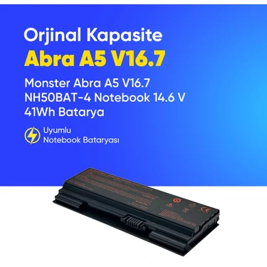 Monster Abra A5 V16.7 NH50BAT-4 Notebook 14.6 V 41Wh Batarya Fiyatı