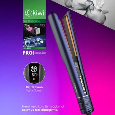 Kiwi KHS-2082 Pro Mavi Saç Düzleştirici Seramik Plaka ile 5 Isı Ayarı