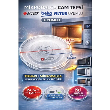 Arçelik Beko Altus Mikrodalga Fırın Cam Tabak Tepsi Çap 24,5cm