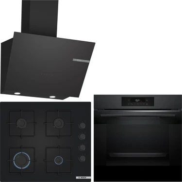 Bosch Siyah 3 Lü Ankastre Set 418 ( HJG852YT0T-POP6C6P30O-DWK66PJ60T ) - 3D Fry Hava ile