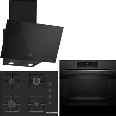 Bosch Siyah 3 Lü Ankastre Set 406 ( HJG852YT0T - POP7C6P30O - DWK63PJ60T(61T)  ) 67CM Ocak - 3D Fry