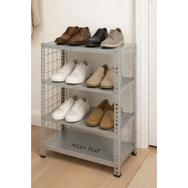 Alanraf Alan Raf 4 Katlı Galvaniz Çelik Ayakkabılık Rafı 31X75X100