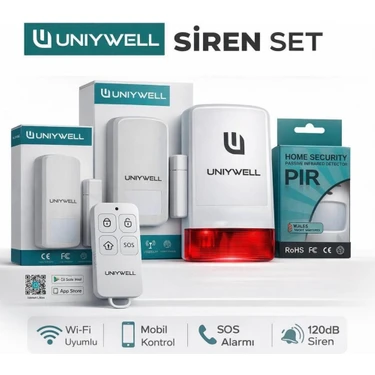 Uniywell Kablosuz Dış Ortam Sirenli Wifi Alarm