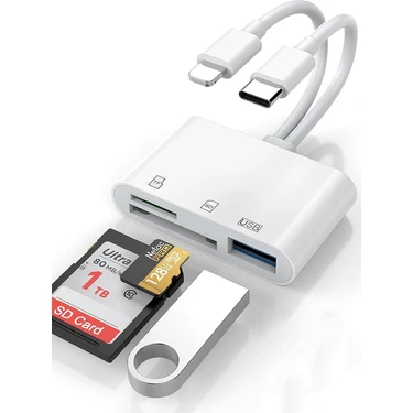 Maxgo 3113 Type-C Lightning USB Otg Tf Sd Micro Kart Okuyucu Çevirici Dönüştürücü