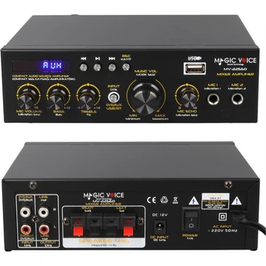 Magıcvoıce MV-22560 2X20W 4-8 Ohm Usb/sd Girişli Bluetoothlu 2 Mikrofon Girişli Trafosuz Stereo