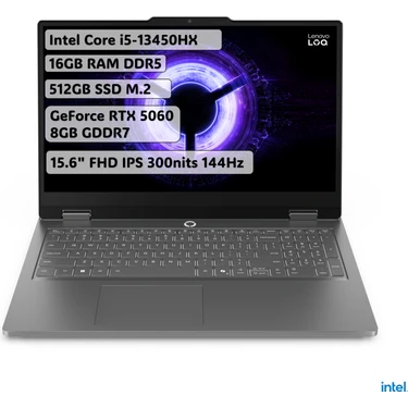 Lenovo LOQ Essential Intel Core i5 13450HX 16GB 512GB SSD RTX5060 Freedos 15.6" FHD Taşınabilir
