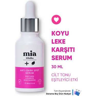 Mia Klinika Aydınlatıcı Leke Serumu 30 ml Tüm Cilt Tipleri İçin Niacinamide Etkisiyle Koyu Leke
