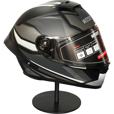Wosen WS-602 Güneş Gözlüklü Full Face Kask (Şeffaf Vizörlü) Matt Black K4