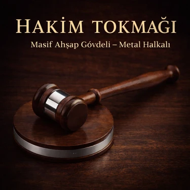 Direkstoktan Müzayede Avukat Hakim Hukukçular Için Ahşap Hakim Tokmağı Seti / Metal Kenar Süslemeli