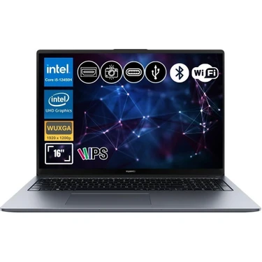 Huawei Matebook D16 2024 I5-12450H 16GB Ram 512GB SSD 16" IPS Fhd Uzay Grisi Notebook